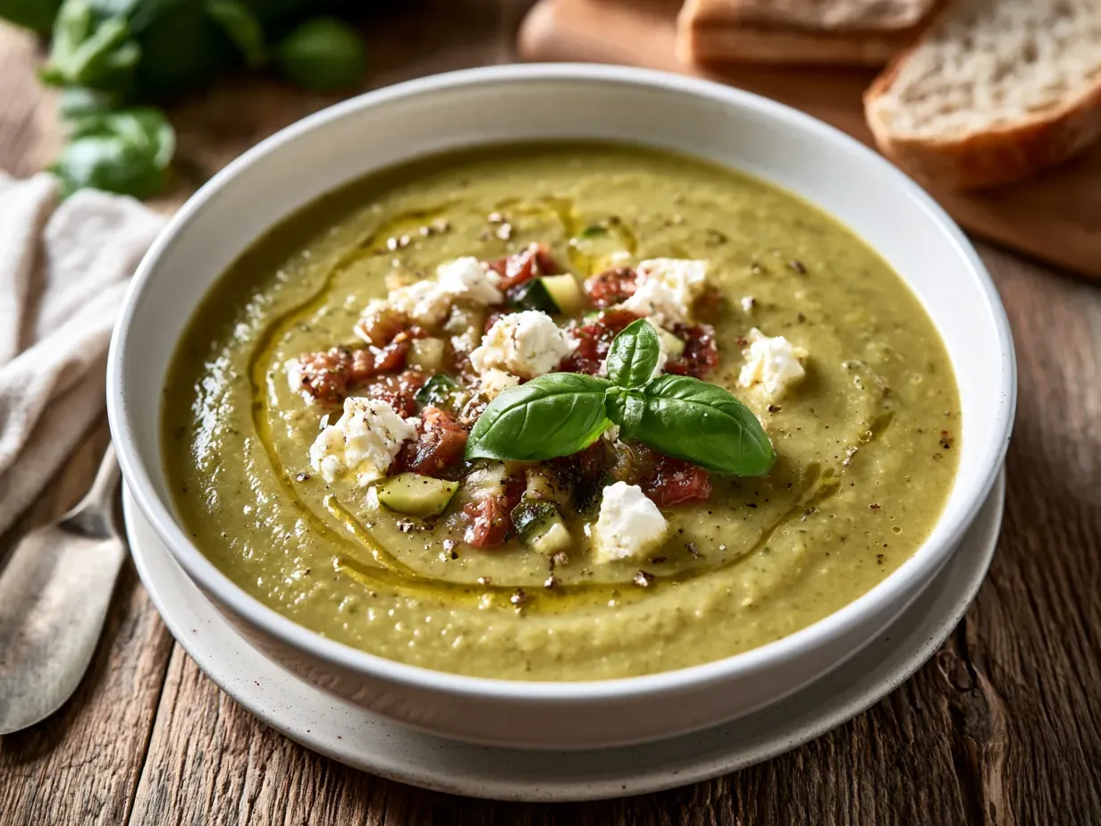 Velouté de courgettes au chèvre frais